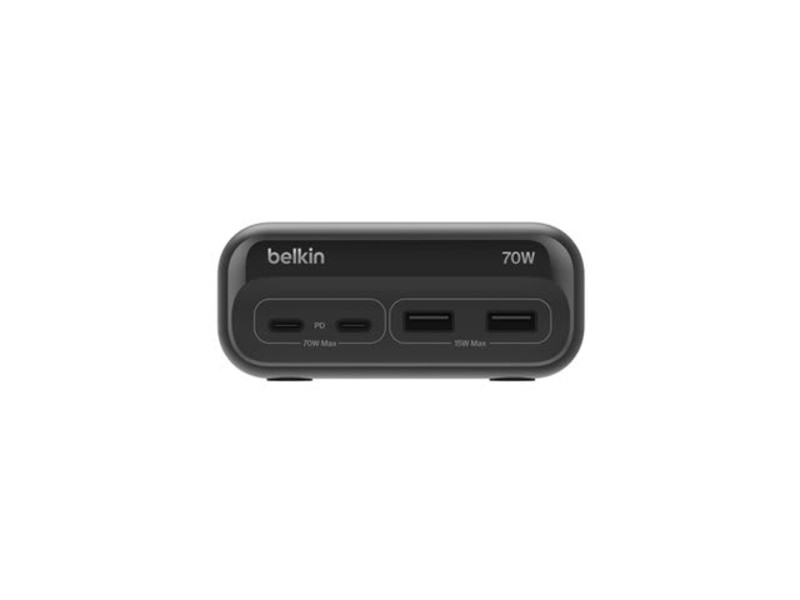 Belkin 3-Outlet Charging Station with USB-A and USB-C Ports, 70W Power Delivery, Black