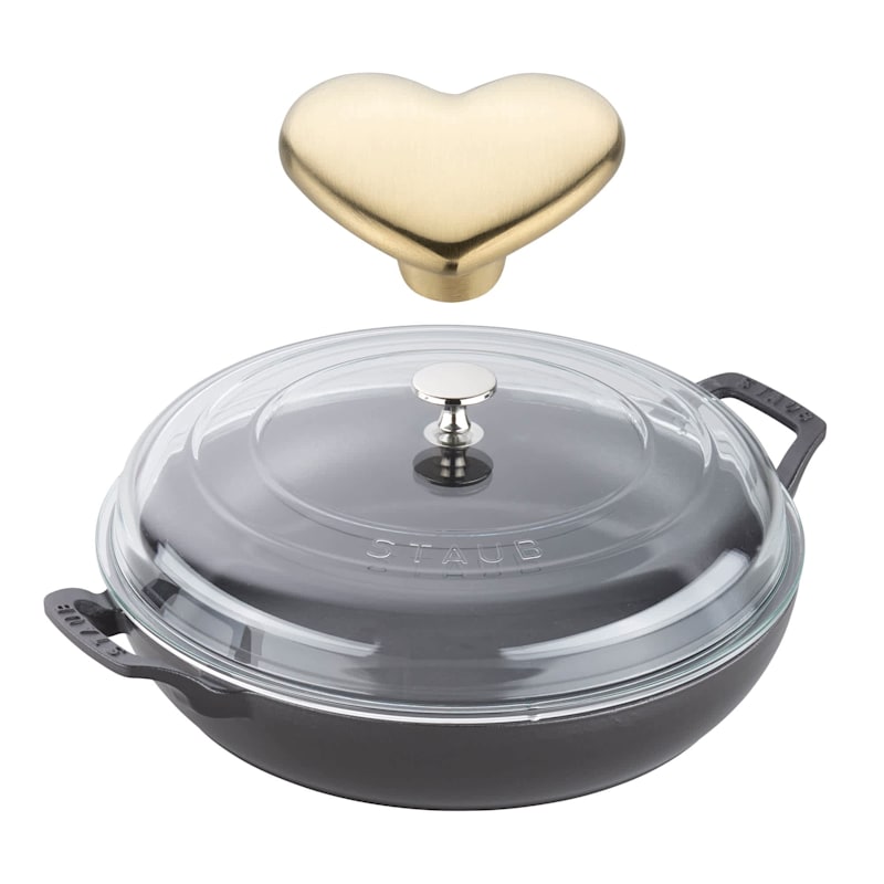 Staub 3.5qt Cast Iron Braiser with Glass Lid & Heart Knob